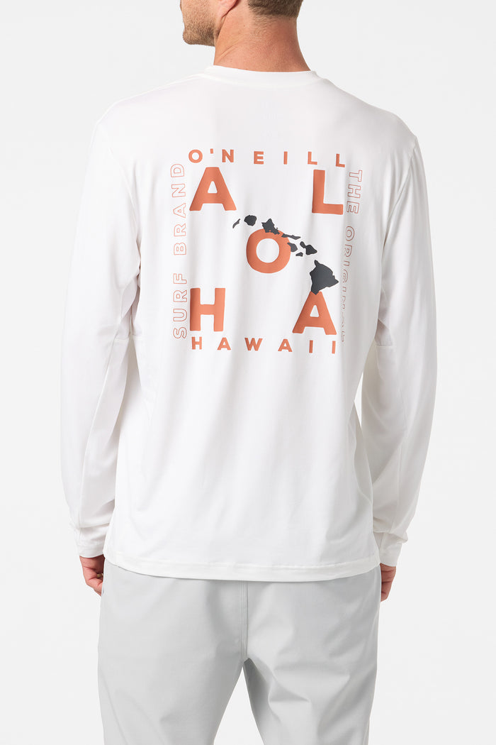 Hawaii Layout UPF Long Sleeve Standard Fit Tee - White | O'Neill