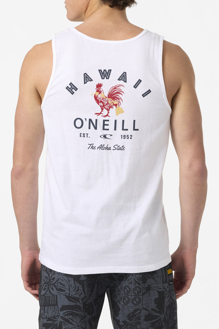 Hawaii Rooster Standard Fit Tank - White | O'Neill