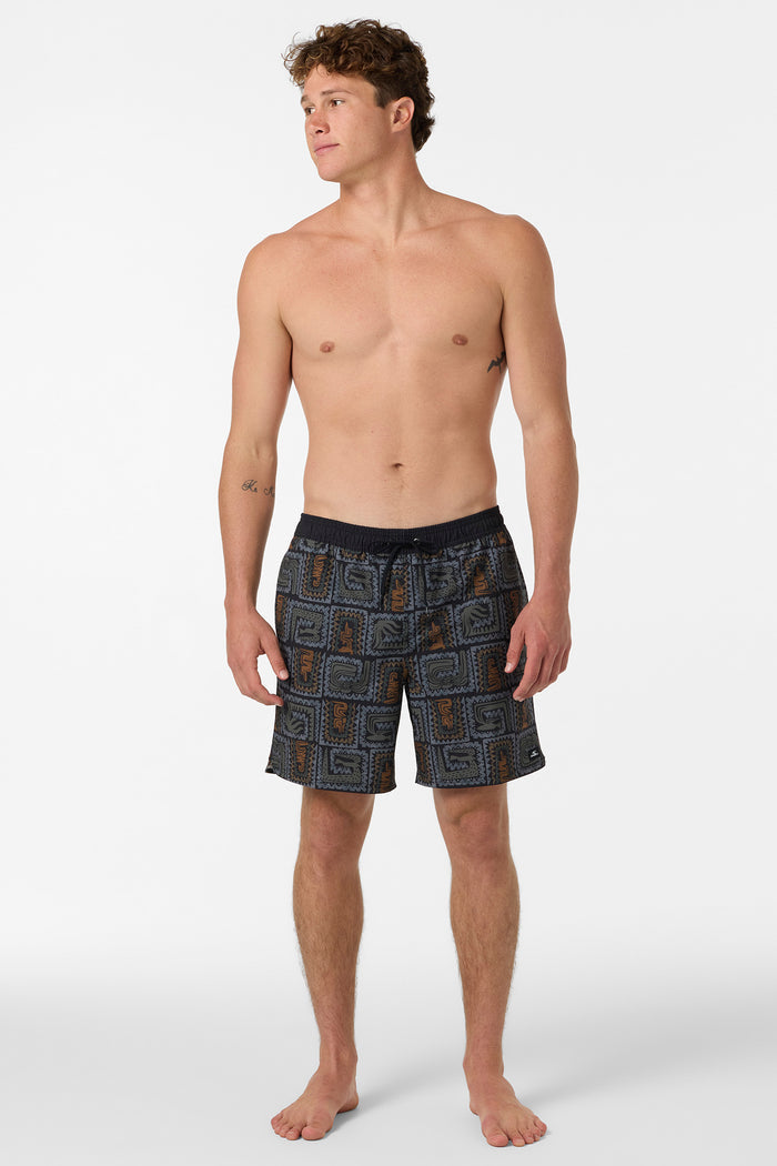 Hermosa Elastic Waist Lined 17" Swim Trunks - Black | O'Neill