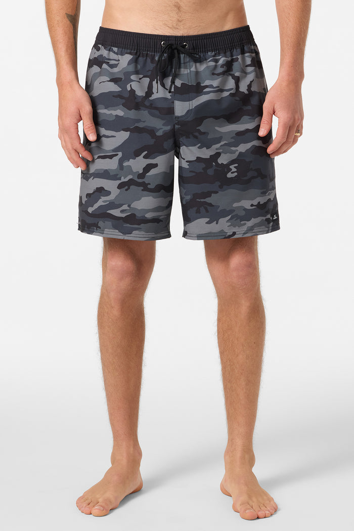 Hermosa Elastic Waist Lined 17" Swim Trunks - Black Camo | O'Neill