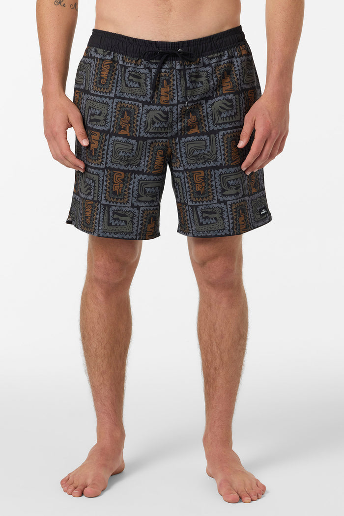 Hermosa Elastic Waist Lined 17" Swim Trunks - Black | O'Neill