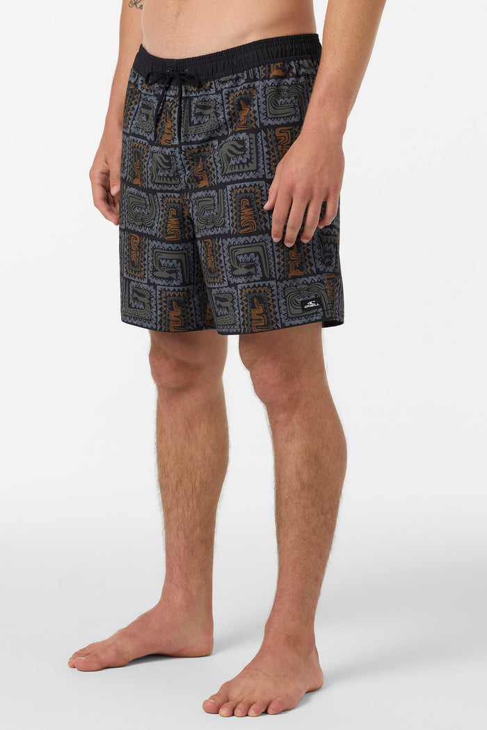 Hermosa Elastic Waist Lined 17" Swim Trunks - Black | O'Neill