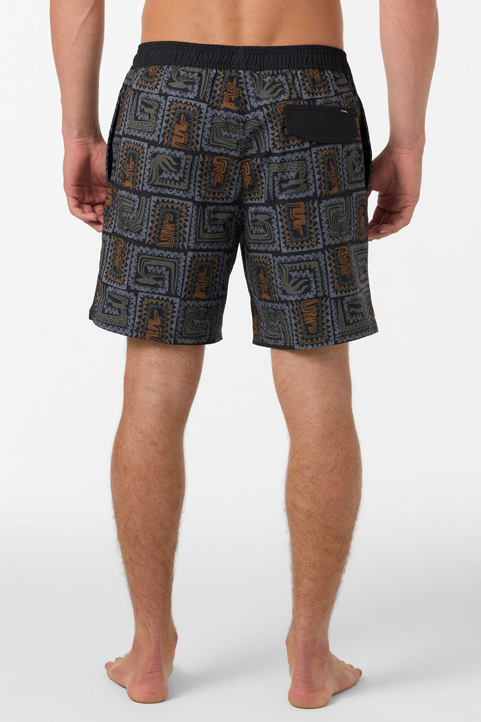 Hermosa Elastic Waist Lined 17" Swim Trunks - Black | O'Neill