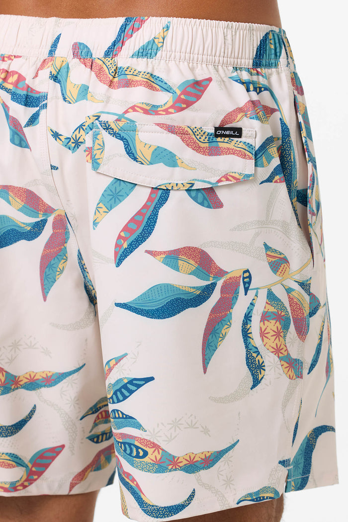 Hermosa Elastic Waist Lined 17" Swim Trunks - Cream 3 | O'Neill