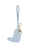 Spell Horizon Boot Leather Key Ring in Sky, deadstock leather cowboy boot charm with gold star and clasp