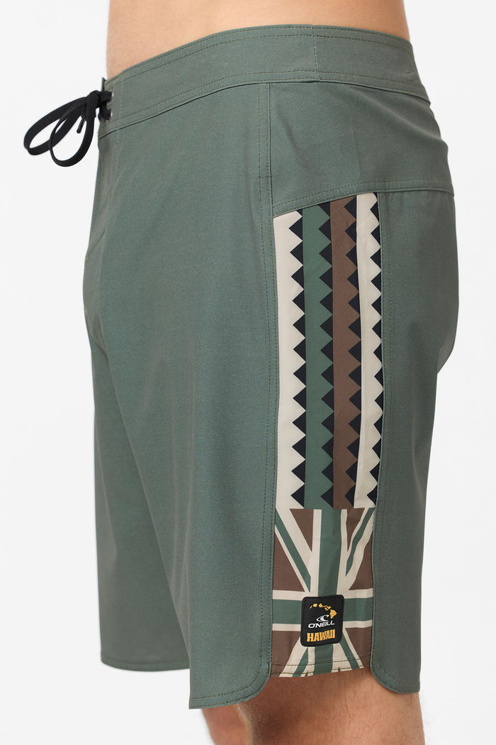 Hyperfreak Tech Panel Hawaii 19" Boardshorts - Drk Olive2 | O'Neill