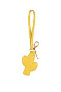 Spell Joshua Tree leather key ring in lemon yellow, cactus shape with gold clasp and wrist strap
