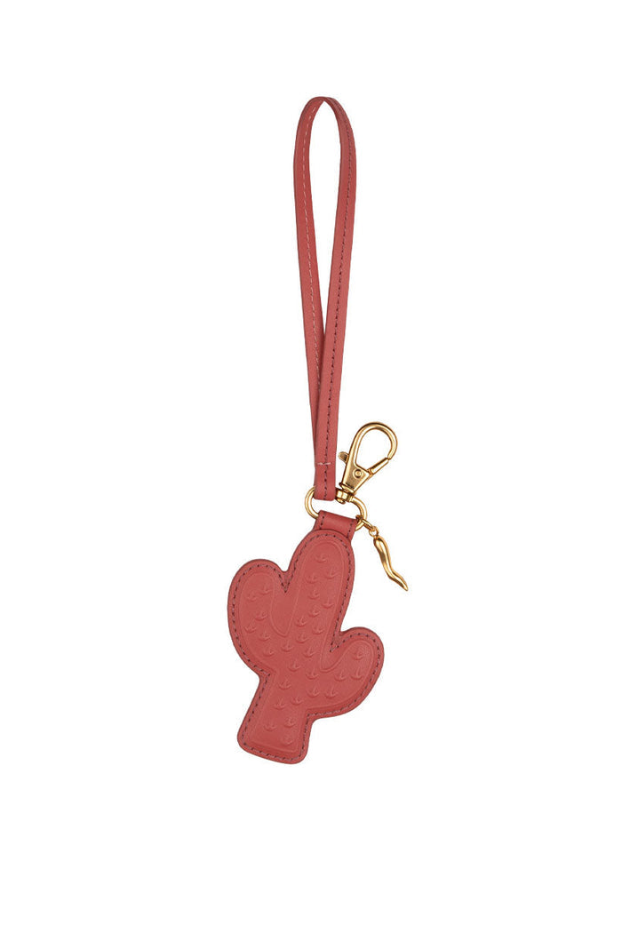 Spell Joshua Tree Leather Key Ring in Smokey Chilli with gold clasp and wrist strap