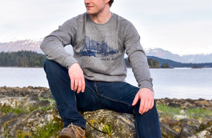 Juneau Fishermen Alaska Boat Harbor Sweatshirt