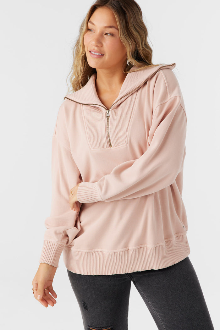 Karma French Terry Half Zip Pullover - Rose Dust | O'Neill