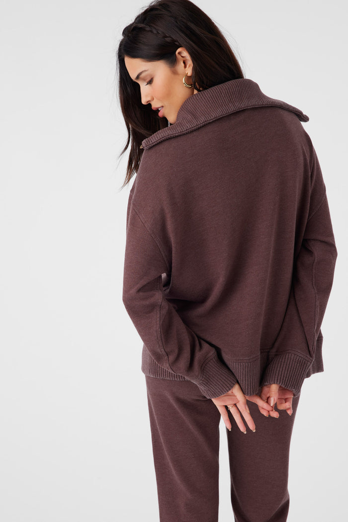Karma French Terry Half Zip Pullover - Chocolate | O'Neill