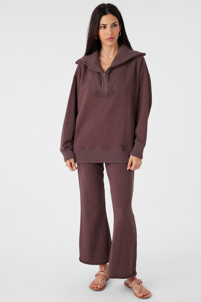 Karma French Terry Half Zip Pullover - Chocolate | O'Neill