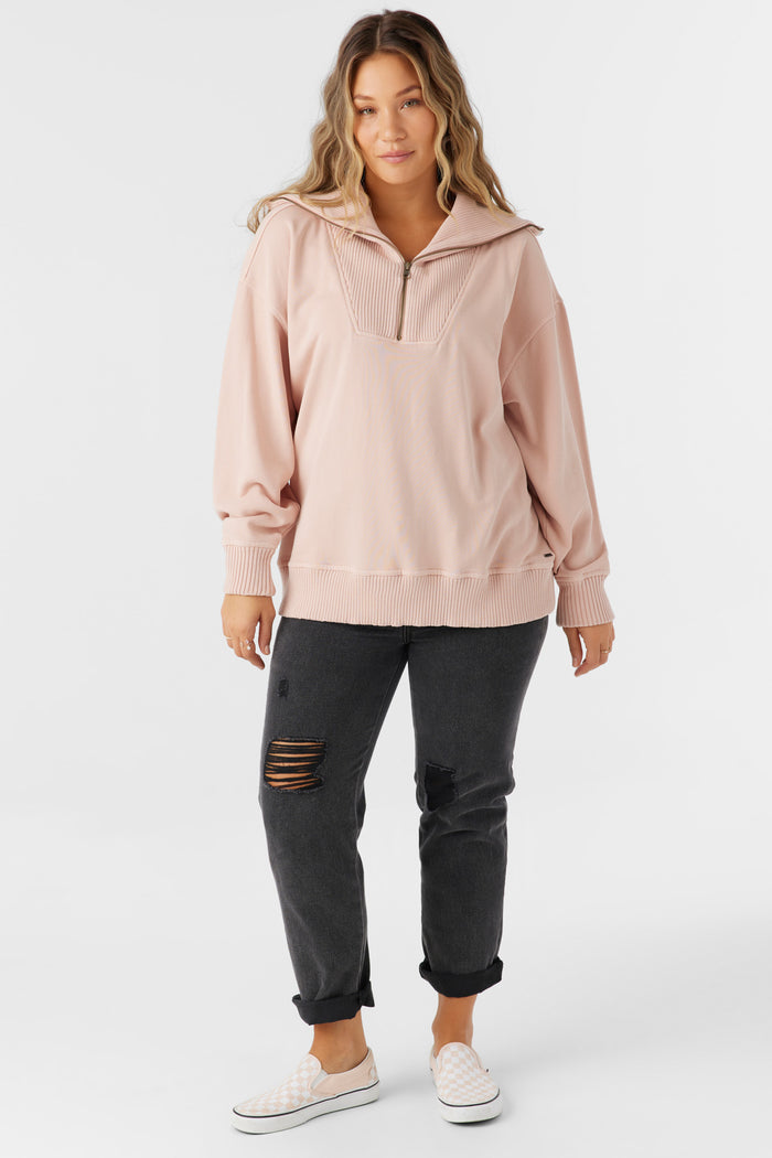 Karma French Terry Half Zip Pullover - Rose Dust | O'Neill