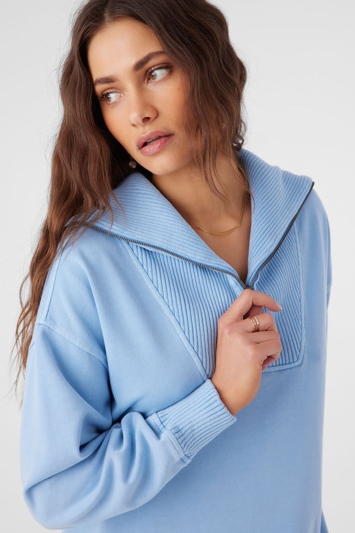 Karma French Terry Half Zip Pullover - Chambray | O'Neill