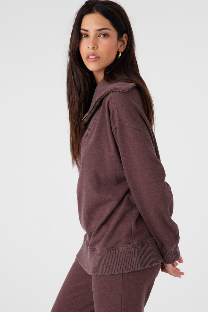 Karma French Terry Half Zip Pullover - Chocolate | O'Neill