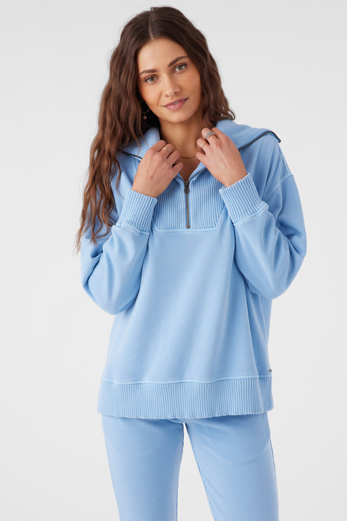 Karma French Terry Half Zip Pullover - Chambray | O'Neill