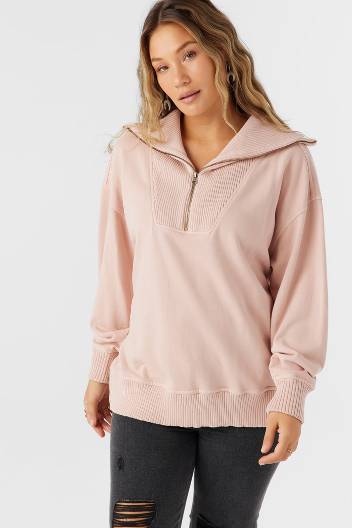 Karma French Terry Half Zip Pullover - Rose Dust | O'Neill