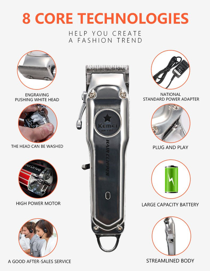 Kemei Rechargeable Electric Hair Clipper for Men - House of Beauty