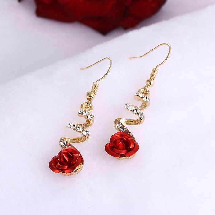 Korean Style Creative Rose Flower Earrings (Fashionable) - House of Beauty