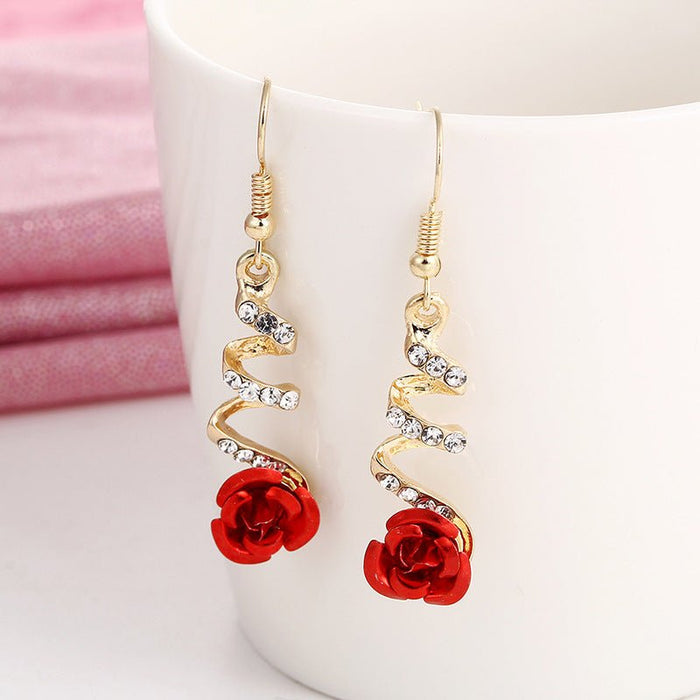Korean Style Creative Rose Flower Earrings (Fashionable) - House of Beauty