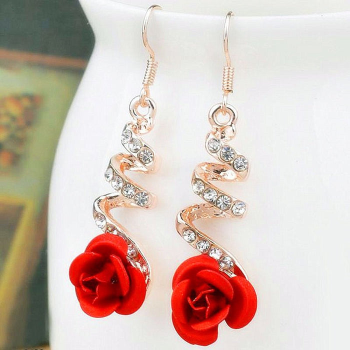 Korean Style Creative Rose Flower Earrings (Fashionable) - House of Beauty