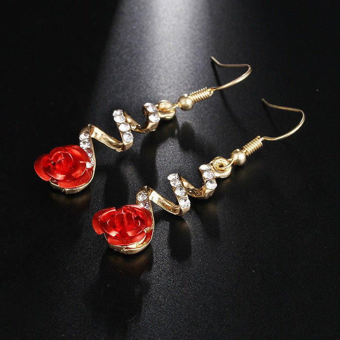 Korean Style Creative Rose Flower Earrings (Fashionable) - House of Beauty