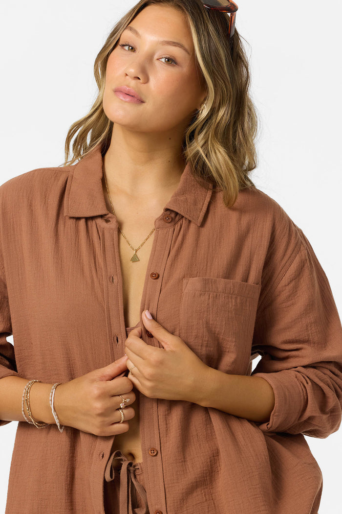 Leni Relaxed Long Sleeve Top - Carob Brown | O'Neill