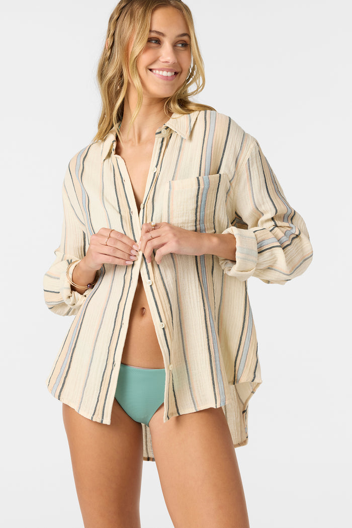 Leni Stripe Relaxed Long Sleeve Top - Tapioca | O'Neill
