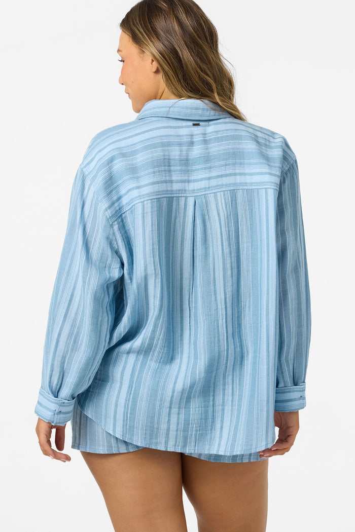 Leni Waves Stripe Relaxed Long Sleeve Top - Chambray Blue | O'Neill