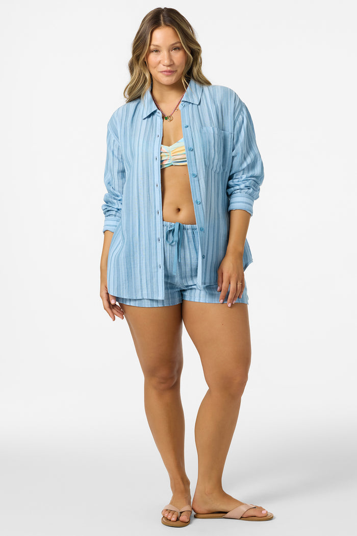 Leni Waves Stripe Relaxed Long Sleeve Top - Chambray Blue | O'Neill