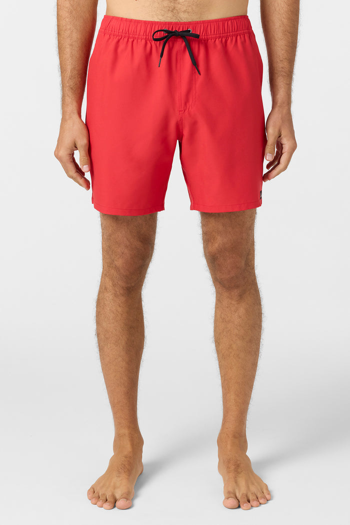 Lennox Hermosa Solid Elastic Waist 17" Swim Trunks - Chili Pepper | O'Neill