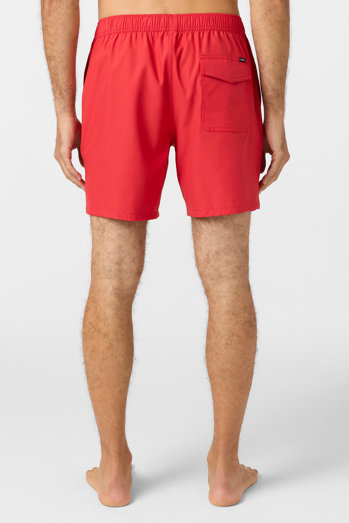 Lennox Hermosa Solid Elastic Waist 17" Swim Trunks - Chili Pepper | O'Neill