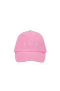 Little Spell kids' Embroidered Cap in Bubblegum pink organic cotton with embroidered Spell logo, front view