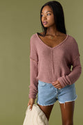 Marina Cotton Slub V-Neck Sweater - Burlwood | O'Neill
