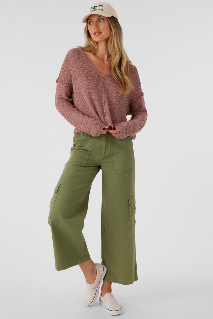 Marina Cotton Slub V-Neck Sweater - Burlwood | O'Neill