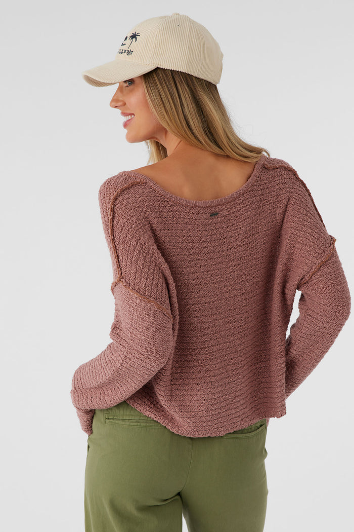 Marina Cotton Slub V-Neck Sweater - Burlwood | O'Neill