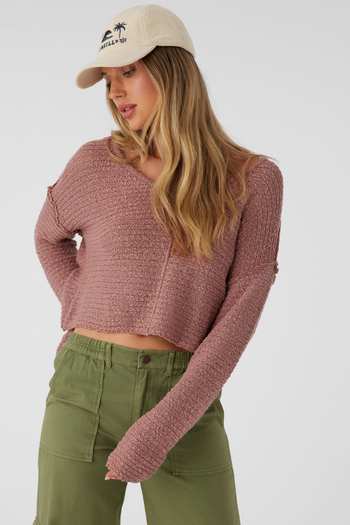 Marina Cotton Slub V-Neck Sweater -  | O'Neill