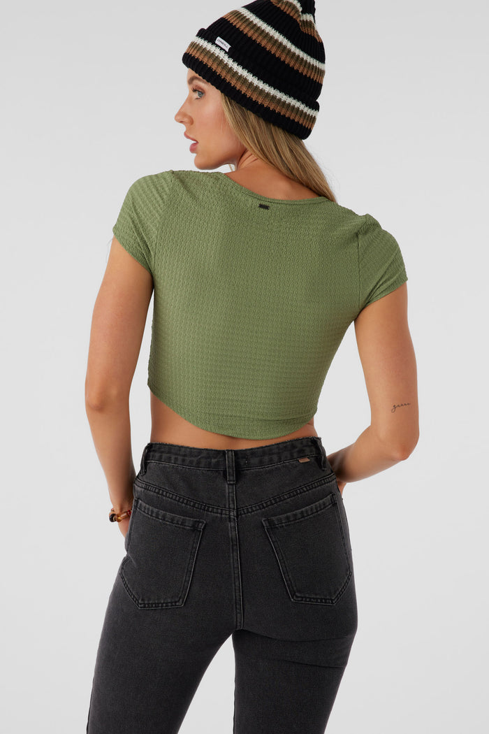 Marlena Textured Knit Crop Top - Oil Green | O'Neill