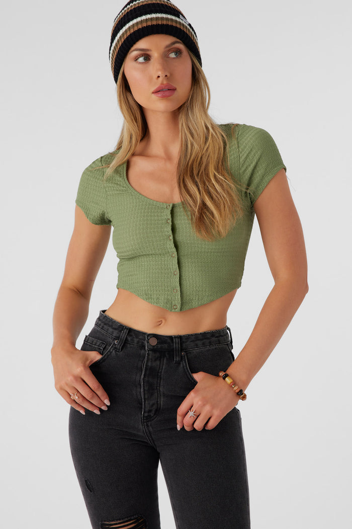 Marlena Textured Knit Crop Top - Oil Green | O'Neill