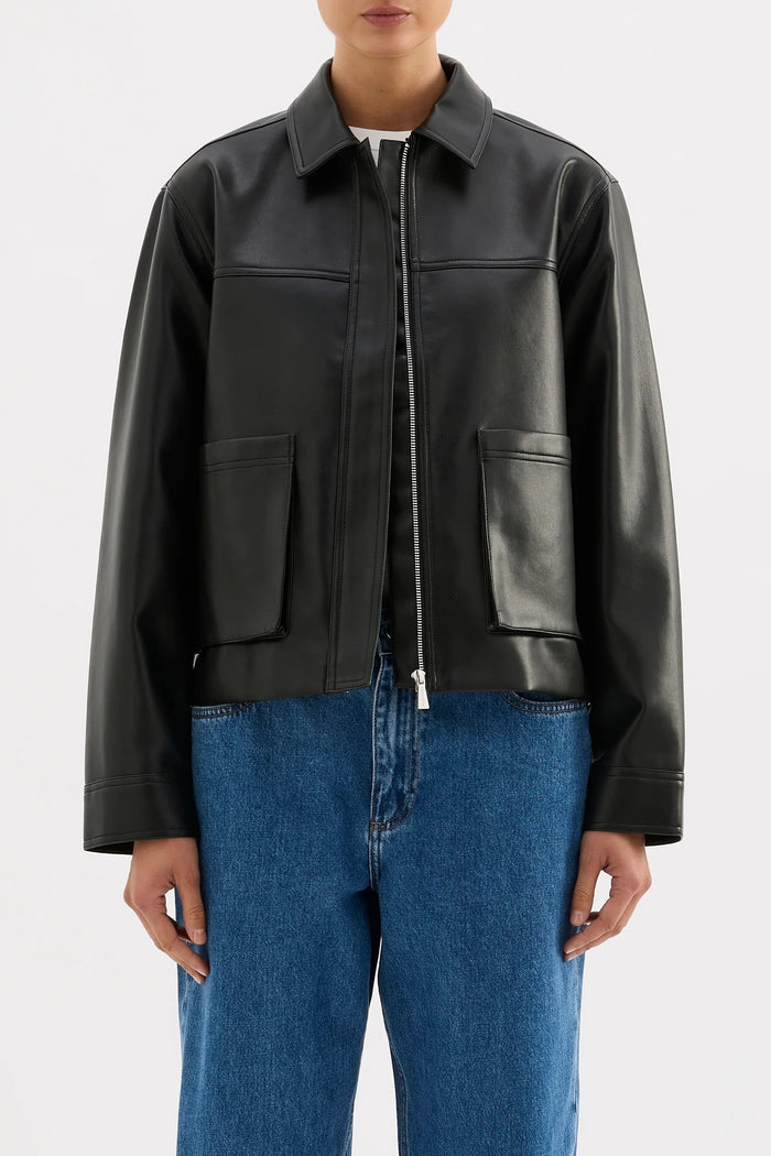 Maude Black Vegan Leather Jacket
