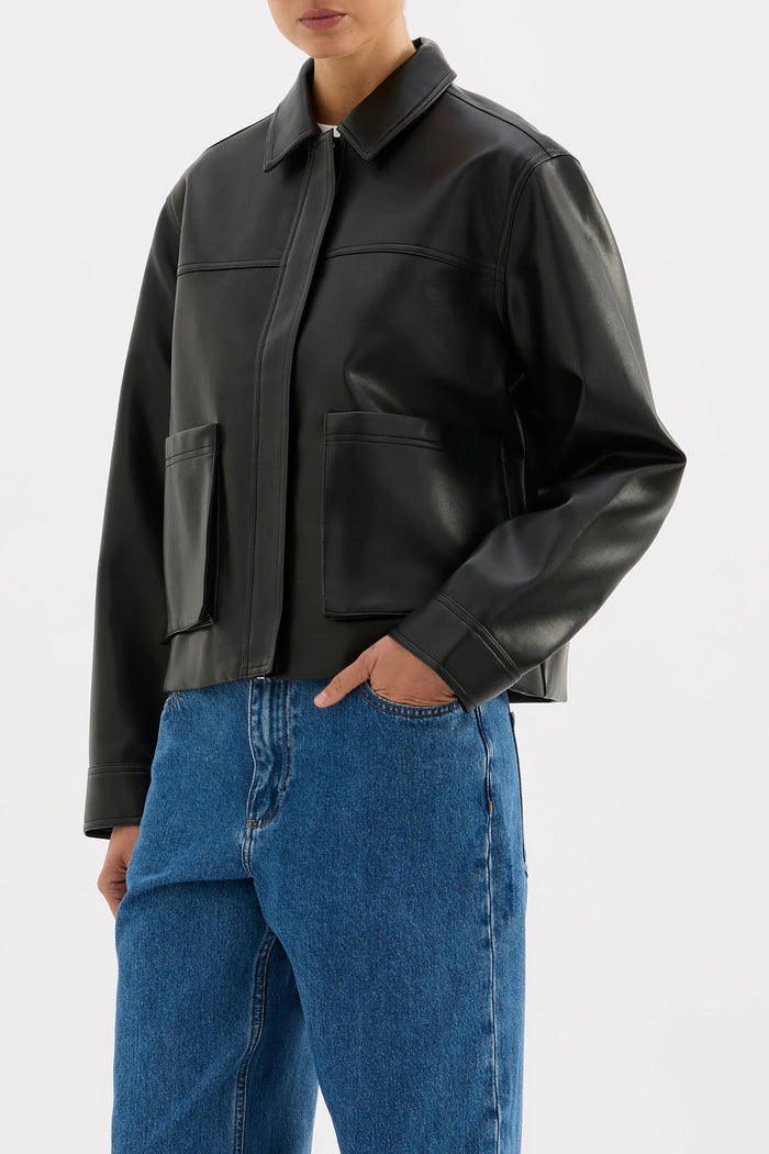Maude Black Vegan Leather Jacket