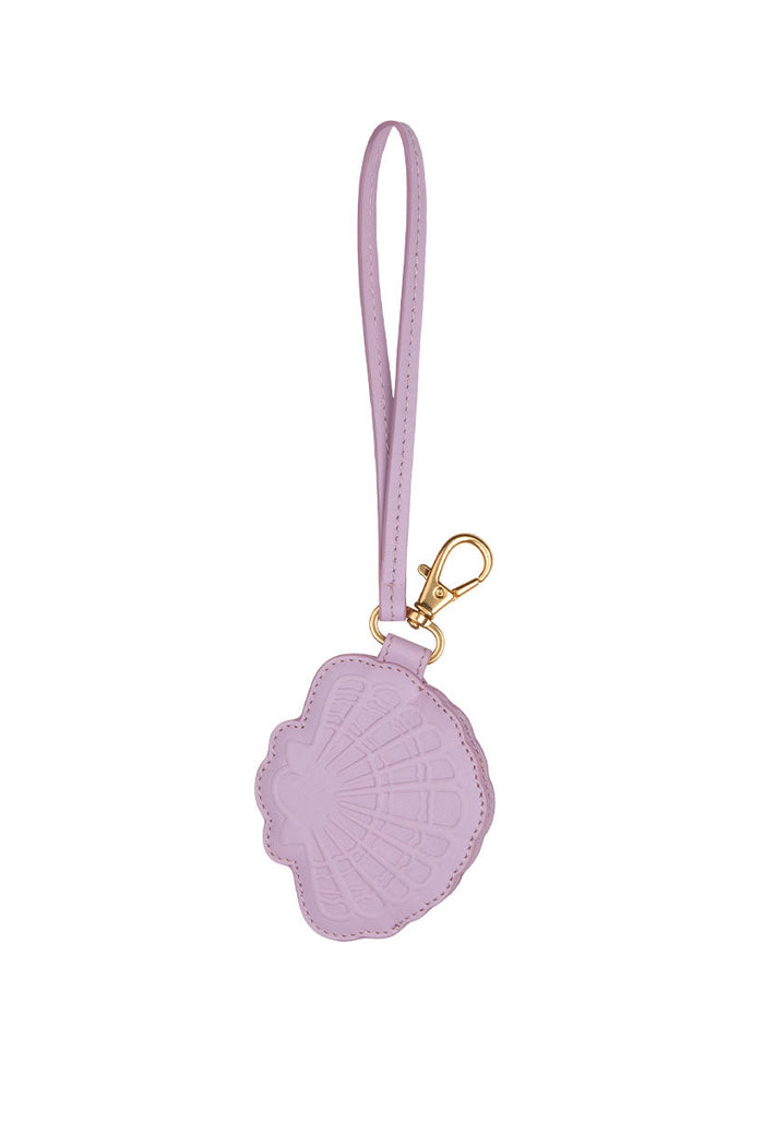 Spell Mermaid Shell Leather Coin Purse in lilac with embossed shell detail and gold clasp