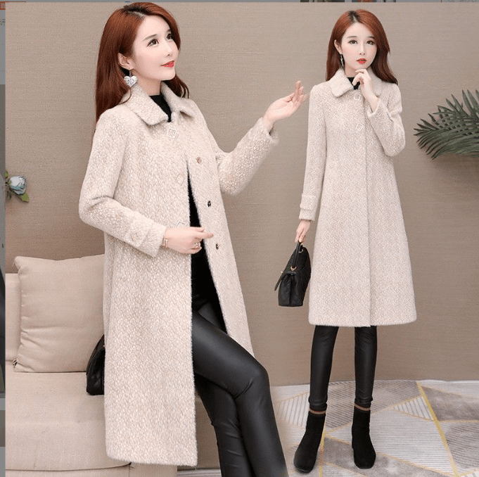 Mid-Length Padded Imitation Mink Fleece Coat for Women - House of Beauty