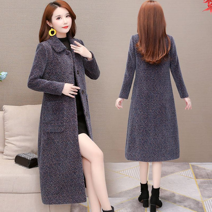 Mid-Length Padded Imitation Mink Fleece Coat for Women - House of Beauty