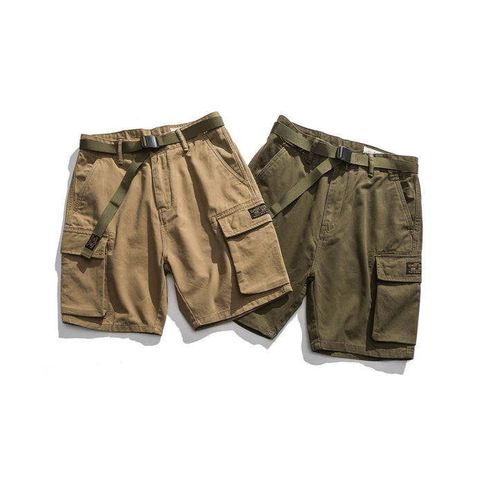 Multi-Pocket Khaki Army Green Work Shorts - House of Beauty