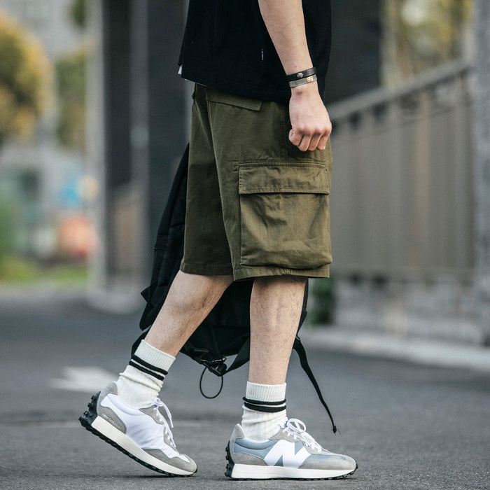 Multi-Pocket Khaki Army Green Work Shorts - House of Beauty