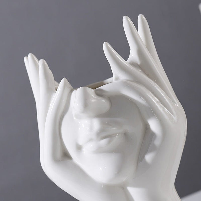 Nordic Creative White Ceramic Body Art Vase Decor - House of Beauty