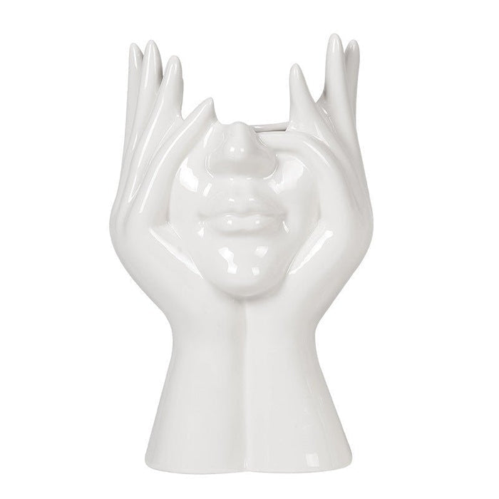Nordic Creative White Ceramic Body Art Vase Decor - House of Beauty