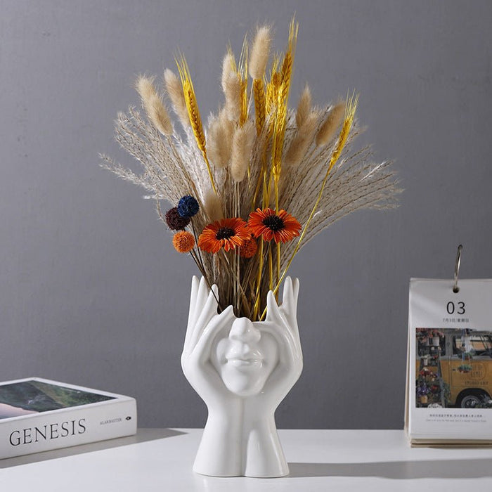 Nordic Creative White Ceramic Body Art Vase Decor - House of Beauty