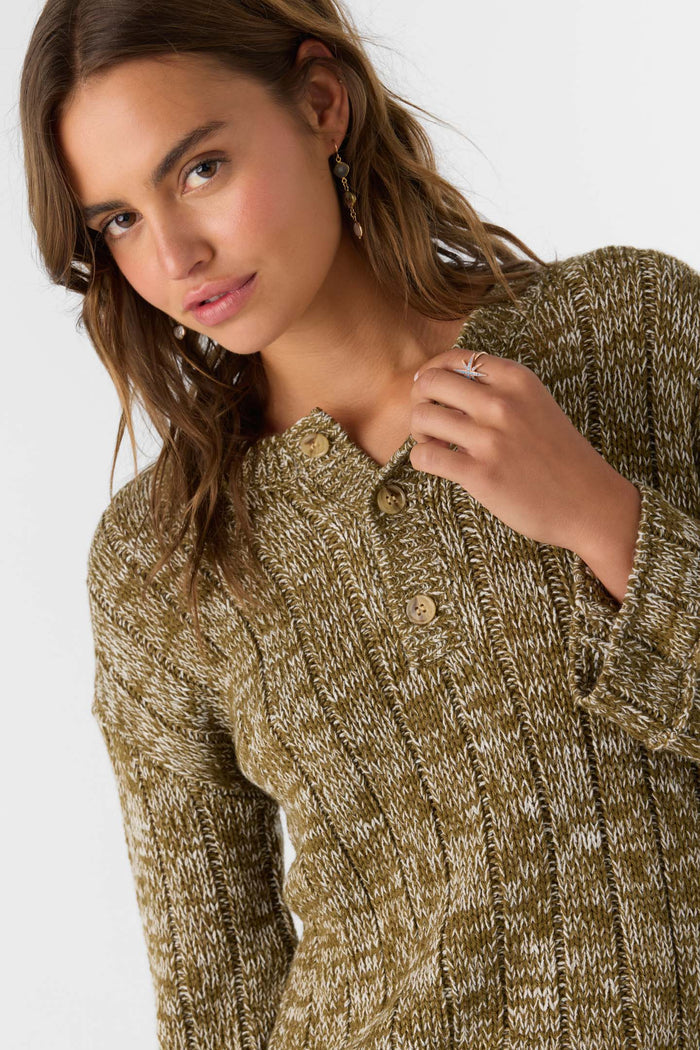 Oceanfront Henley Long Sleeve Sweater - Military Olive | O'Neill